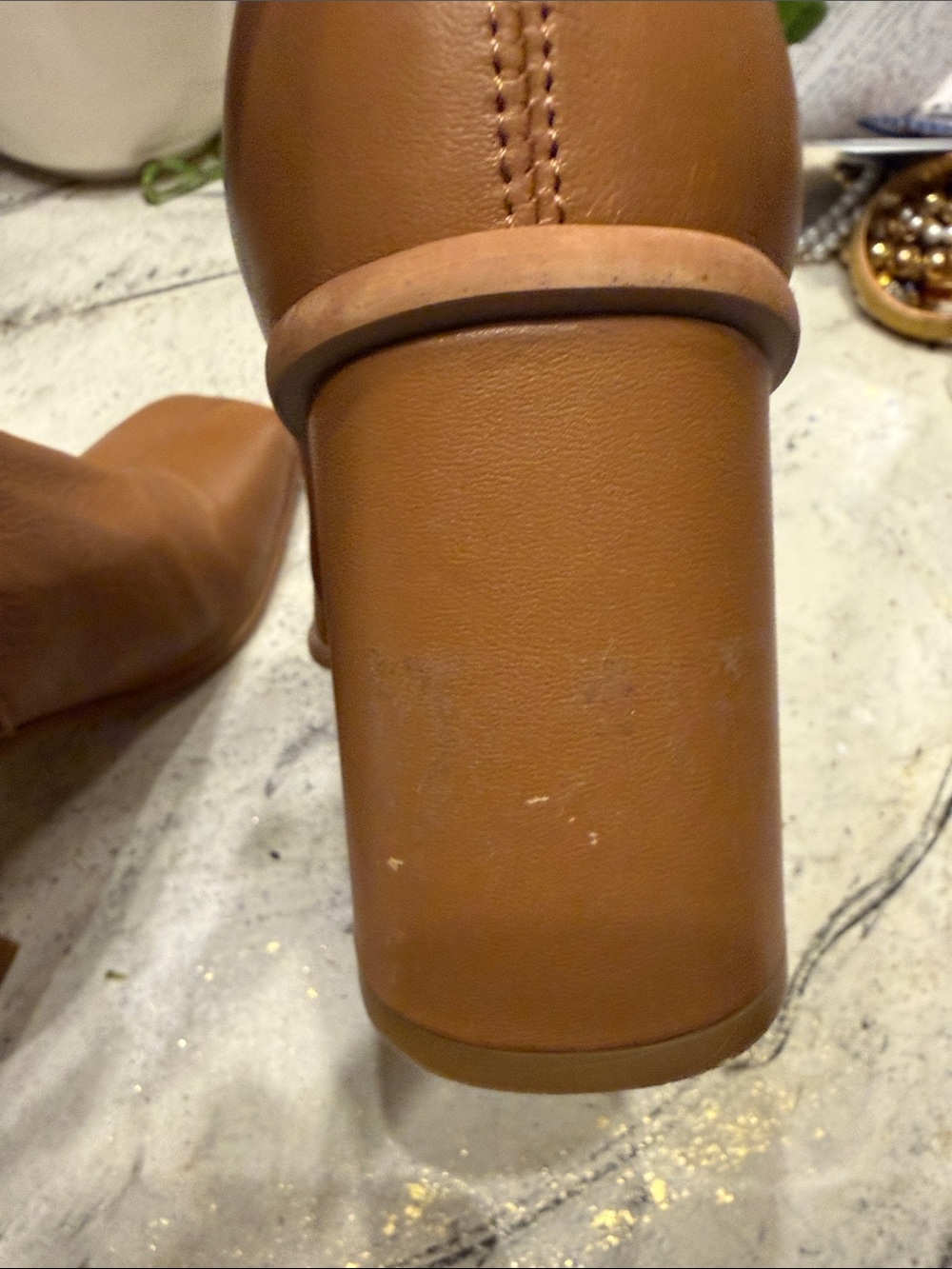 Free People Sienna Boots Womens 39 /8.5 Brown Tan Leather Chunky Heel Y2K Go Go - Picture 5 of 7